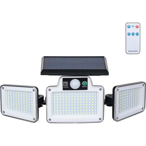 Lampe solaire d'extérieur avec détecteur de mouvement, 3 têtes d'éclairage réglables, étanche IP65, noire, convient pour la cour, le garage et l'allée [Classe énergétique G] (1/5)