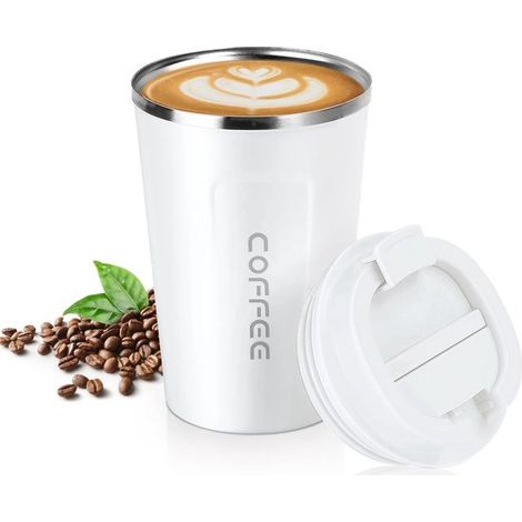 Isolierter Kaffeebecher, Reisebecher, Edelstahl Reisebecher, auslaufsicherer doppelwandiger Autobecher, für Reisen und Büro, Grün 380 ml
