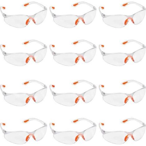 Pair 12er-Packung klare Schutzbrillen, Schutzbrillen mit Kunststoffgläsern, Nasensteg und Bügelenden aus Gummi für mehr Komfort, klare PSA-Brille (1/4)