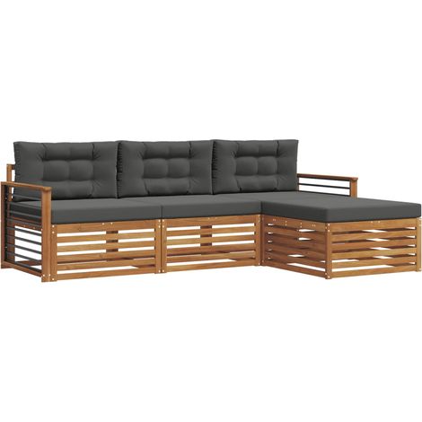 Conjunto de sofás de exterior 4 uds. Natural y Antracita vidaXL (1/5)