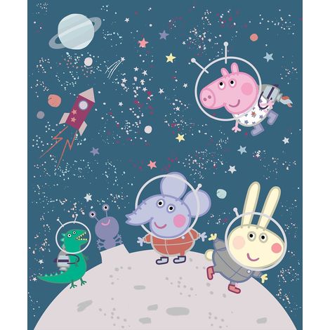 papier peint panoramique Peppa Cochon bleu foncé - Sanders & Sanders (1/3)