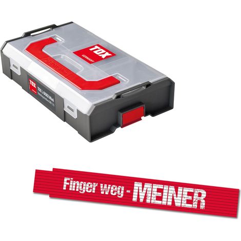 Mini-coffret de rondelles DIN 125 (900 pièces) + mètre pliant 2 m rouge avec impression, rondelles en 6 tailles courantes dans un bac de rangement adaptable et encliquetable, 094909162 (1/4)