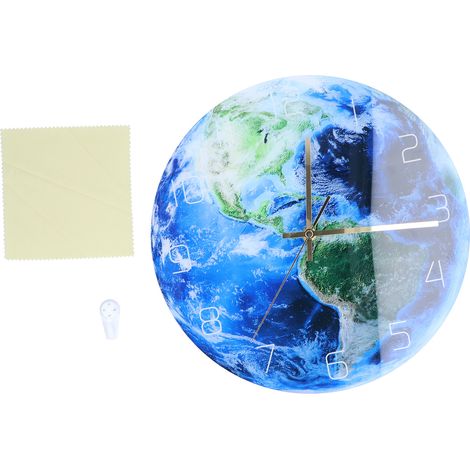 Acryl-Erd-Wanduhr, geräuschloses Uhrwerk, präziser Schnitt, stabil, kein Ticken, Weltraum-Uhr für Zuhause und Café. (1/5)