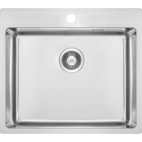 Einbauspülbecken Chrom eckig 55 cm aus Edelstahl mit Raumsparsiphon "Olfato"