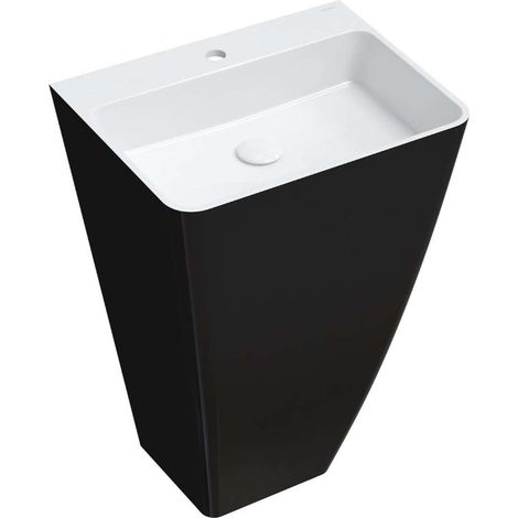 OMNIRES Parma M+ - Waschtisch freistehend, 55x43 cm, ohne Überlauf, Hahnloch, weiß/schwarz PARMAUWBCP (1/3)