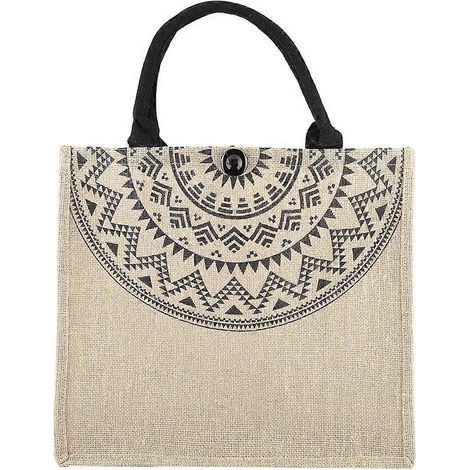 1 bolso de mano cuadrado vintage de yute, bolsa de almacenamiento (1/5)