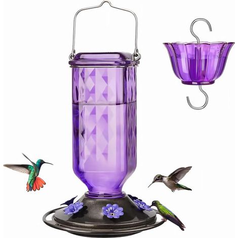 Mangeoire pour colibris, 710 ml, 6 trous, avec protection anti-fourmis, destinée à un usage domestique et à l'entretien régulier des oiseaux.-AquaForge (1/5)