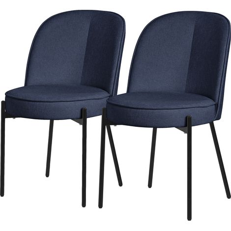 ML-Design Esszimmerstühle 2er Set, Dunkelblau, Küchenstühle mit Stoffbezug & Stahlgestell, Wohnzimmerstuhl mit Rückenlehne, Polsterstühle für Esszimmer & Küche, Gepolsterte Stühle Ergonomischer Sessel