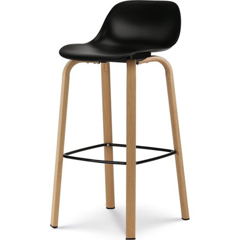 Schwarzer Barhocker im skandinavischen Stil mit Beinen in Metalloptik - Höhe 66cm