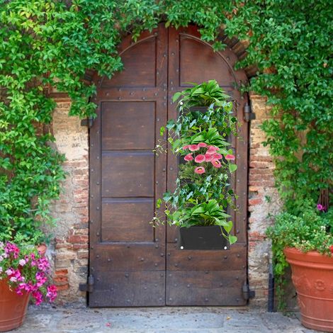 Sac de culture vertical à 6 poches, pot de fleurs mural pour jardin extérieur, noir (1/5)