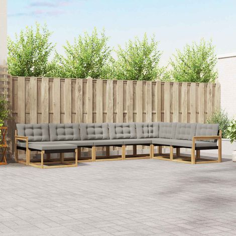 vidaXL Outdoor-Sofagarnitur 8 pcs Weiß und Hellgrau (1/5)