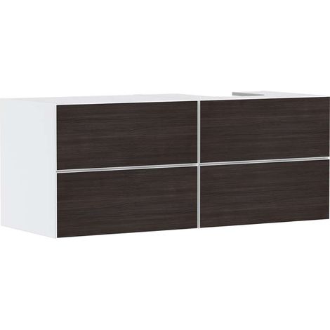Mobiletto sottolavabo Xevolos E 1370x555x550mm, colore bianco con finitura quercia scura (1/4)
