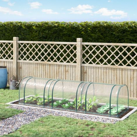 Serra tunnel in PVC 350 x 100 x 80 cm con porta arrotolabile, telaio in acciaio, trasparente DESVIAE (1/5)