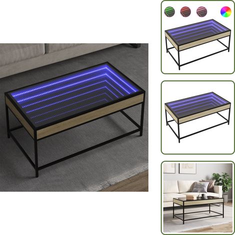 Couchtisch mit Infinity-LED Sonoma-Eiche 90x50x41 cm - Couchtisch - Couchtische - Beistelltisch - Sofatisch (1/5)