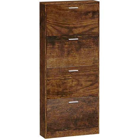 Zapatero mueble para entrada pasillo y salón 59 x 17 x 150 cm madera de ingeniería marrón 020021564 (1/5)