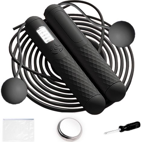 Corde à Sauter Sans Fil - Écran HD Jour et Nuit - Roulement Acier 360° - Réglage Longueur Sans Couper - 1 Pièce (1/5)
