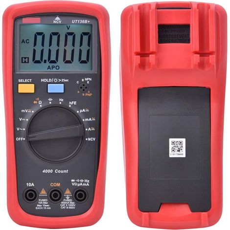 Multimètre Numérique à Gamme Automatique 3999 – Test Diode, NCV, Tension AC/DC, Courant 10A, Capacité & Température – Outil Essentiel pour Électriciens et Bricoleurs (1/4)