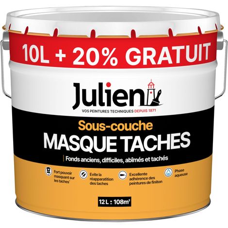 Sous-Couche Masque Taches - Pour fonds anciens, difficiles, abîmés, tachés - Mat Blanc 10L + 20% gratuit - Julien (1/3)