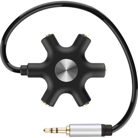 Répartiteur Audio 5 Casques 3,5 mm Distributeur pour Prises Jack 3,5mm avec 5 Connecteurs Mâle à Femelle Multi Écouteurs Stéréo Séparateur Adaptateur Aux Splitter pour la Salle de Classe Mixage Audio