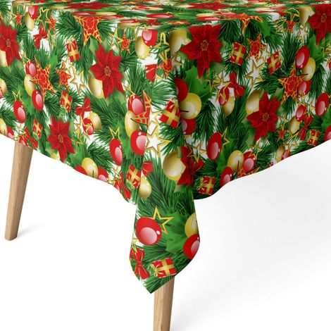 Nappe de Noël Tissu Anti-Taches Ronde 140 cm Étoile (1/5)