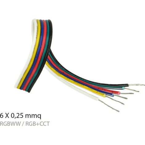 Cavo Filo Elettrico Esa Polare 6 X 0,25 mmq Per Striscia Led RGBWW RGB+CCT 1 Metro
