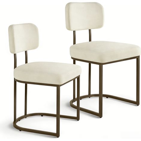 Lot de 2 chaises de salle à manger, Modèle moderne , Tissu chenille – Piètement métal (1/5)