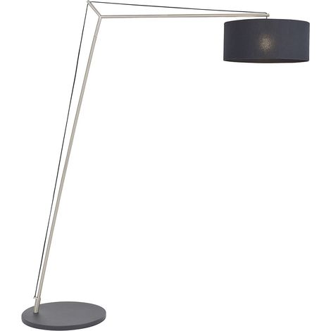 Merano Ravenna Lampadaire Plaque Nickel Mat & Tissu Coton Noir (1/5)