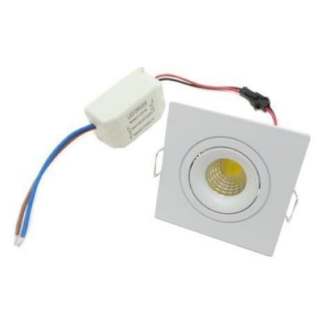 Faretto led incasso quadrato 3w cob faro led controsoffitto con alimentatore led kit 5 pezzi 3000k