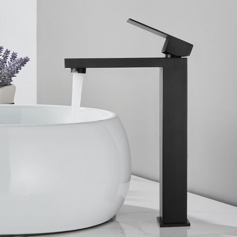Oraymin – Mitigeur Lavabo en Acier Inoxydable 304 Noir - Robinet Salle de Bain Moderne avec Poignée Carrée - Robinetterie Lave Mains Eau Chaude et Froide - Robinetterie Lave Mains Démontable (1/5)