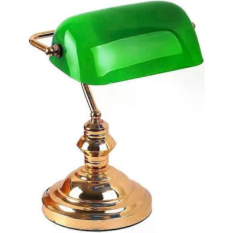 1 Stück LED BankTischlampe Retro Vintage Grün Weiß Farbe Kunststoff Glas Banker Lampenschirm für Tischlampen (1/4)