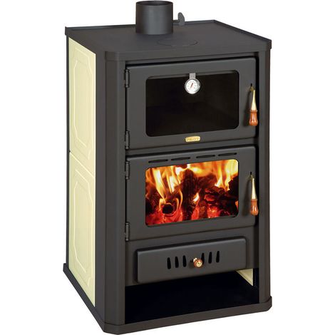 Prity – Poêle à bois avec four 19,4 kW – Évacuation fumées arrière – Classe A – Chaudière intégrée 18L – Pour bois sec (1/4)