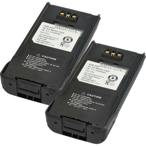 vhbw 2x Akku kompatibel mit Kenwood TK-5210, TK-3185, TK-3180K, TK-5310, TK-5210K, TK-5210G Funkgerät, Walkie Talkie (2100 mAh, 7,2 V, NiMH)