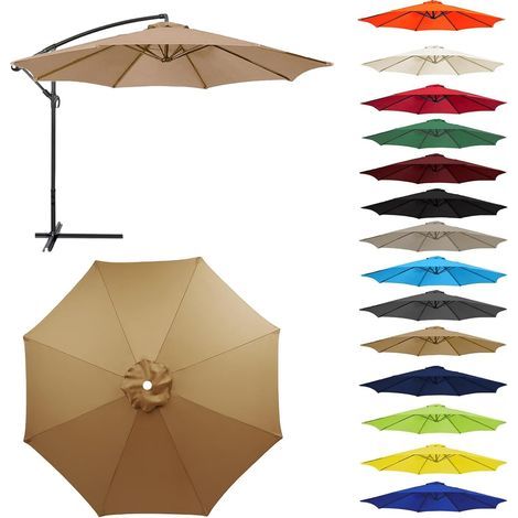 Auvent De Remplacement pour Parasol Toile De Parasol Déporté Remplacement pour Cour,Jardin,Plage, Protection UV 50+ (2.7m-8 Ribs,Kaki) (1/5)