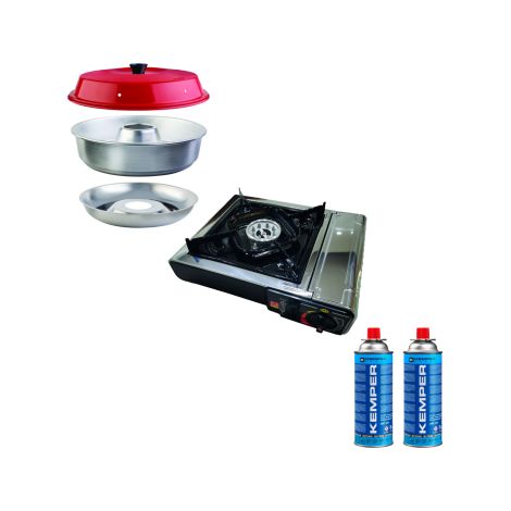 Pack OMNIA Four Nomade Compact Camping-Car Van Bateau + Réchaud à Gaz Portable 1 Feu + 2 Cartouches de Gaz Butane 227gr (1/5)