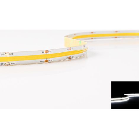 COB 24V CRI90 LED Streifen 5M 12W/m 504LED/m 10mm - Lichtfarbe: Kaltweiß 6500K - Schutzart: IP20 (1/4)