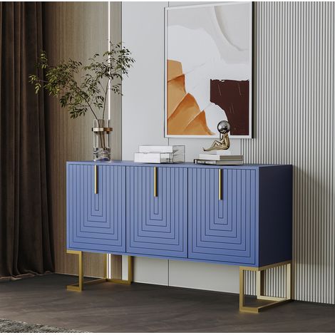 MEUBLIV Credenza 3 ante blu navy – ripiani regolabili, maniglie in metallo, 138 cm (1/5)