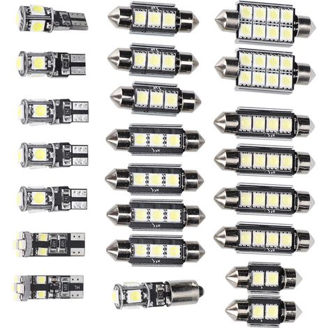 Éclairage intérieur LED T10 12V 6500K 150LM Blanc Pur Ampoule pour Plafonnier Auto Lot de 23 (1/5)