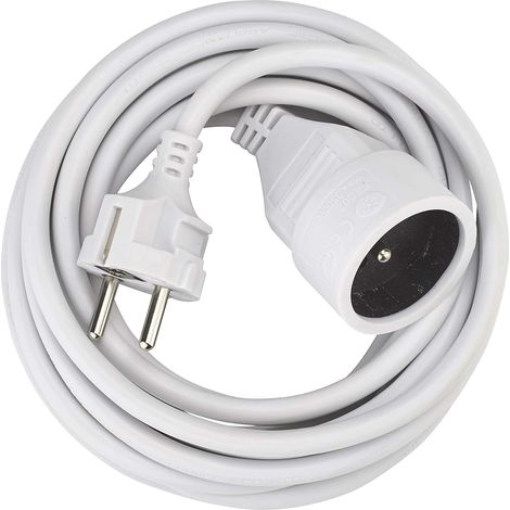 1 Rallonge 5m, Câble HO5VV-F 3G 1.5, Prise 2P+T 16A, Usage Intérieur Blanc