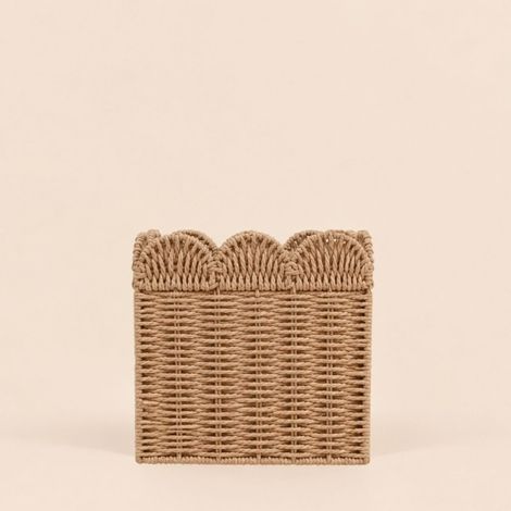 Panier carré en corde de papier festonné 25cm (1/5)