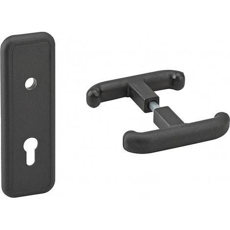 Set maniglia e piastra posteriore della porta basculante del garage T, 8 mm quadrato, nero – THIRARD