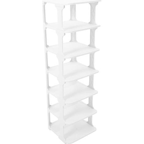 Étagère à Chaussures Blanche Rangement Multi Usage Gain de Place pour Entrée Support Robuste et Compact pour Organiser Chaussures Casier de Stockage Pratique