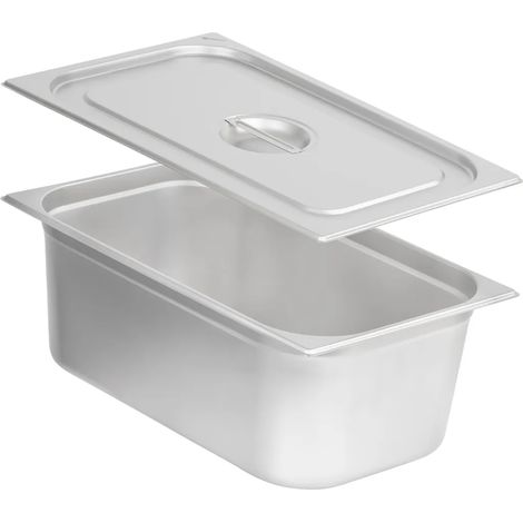 Récipient repas GN 1/1 avec couvercle, hauteur 200 mm, récipient isotherme en acier inoxydable, compatible avec les chafing dishes. (1/5)