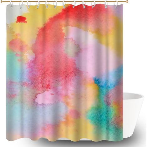 Kit rideau de douche en polyester 180x180 avec anneaux bâche de douche pour accueillir l’été dans sa maison (1/5)