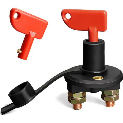 Battery Isolator Switch With 2 Keys, 12V/24V Car Battery Disconnect Switchs Power Cut Off Switch, Automotive Emergency On/Off Master Kill Switch for Car Marine Boat Master Truck (1/5)