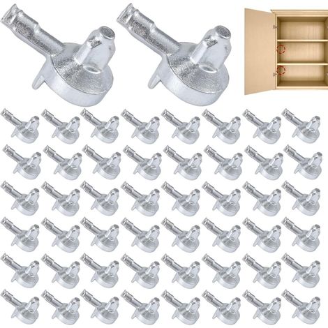 50pcs Chevilles d'Étagère pour Bibliothèque (Pièce 131372), Goupilles de Support d'Étagère en Alliage Remplacement de Chevilles d'Armoire Accessoires d'Étagère (Argent) (1/5)