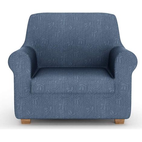 Housse de canapé, Housse de canapé Extensible, Housse de Fauteuil, Bleu, Tissu Jacquard, 100% Fabriqué en Italie (1/5)