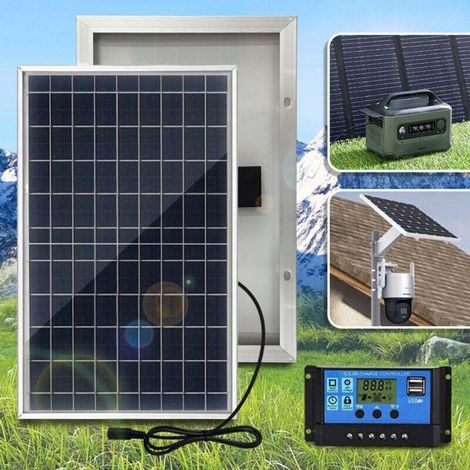 Kit de panneaux solaires en polysilicium 10 W avec contrôleur de recharge pour camping, voyage, voiture, téléphone portable, accessoire d'alimentation d'urgence extérieur (1/4)