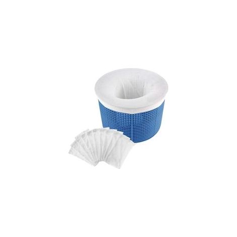 Lot de 10 chaussettes filtrantes pour écumoire de piscine, sacs poubelle pour skimmer – Filtration fine et jetable– (1/4)