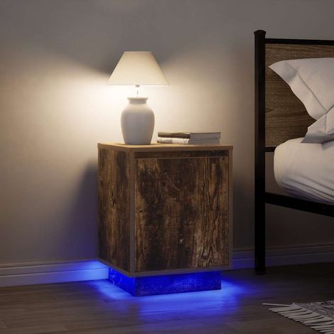 Nachttische mit LED-Leuchten 2 Stk. Räuchereiche 38x34x50 cm