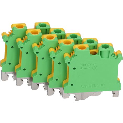 50 borniers de mise à la terre montés sur rail DIN pour connexions électriques USLKG-6 (1/5)